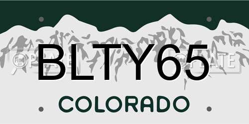 BLTY65 Colorado License Plate