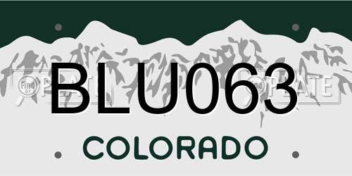 BLU063 Colorado License Plate