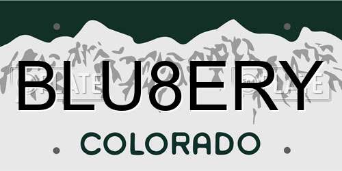 BLU8ERY Colorado License Plate