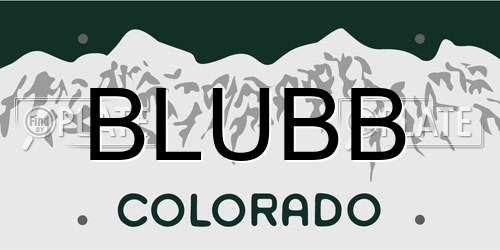 BLUBB Colorado License Plate