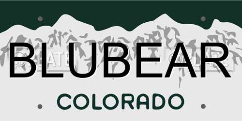 BLUBEAR Colorado License Plate