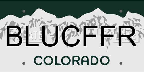 BLUCFFR Colorado License Plate
