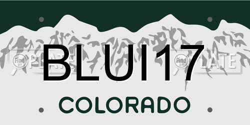 BLUI17 Colorado License Plate