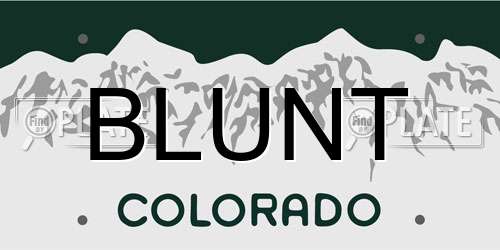 BLUNT Colorado License Plate