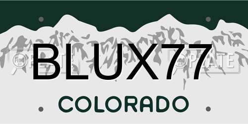 BLUX77 Colorado License Plate