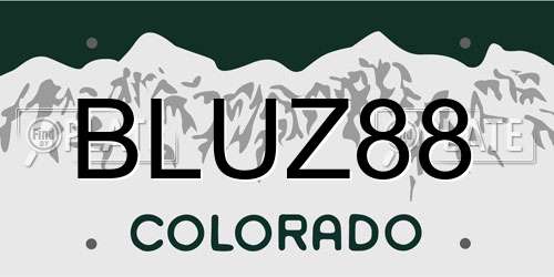 BLUZ88 Colorado License Plate