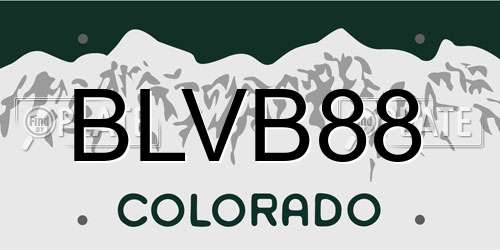 BLVB88 Colorado License Plate