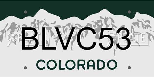 BLVC53 Colorado License Plate