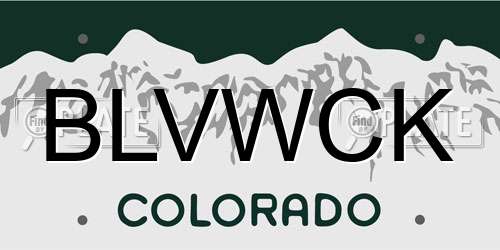 BLVWCK Colorado License Plate