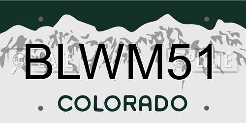 BLWM51 Colorado License Plate