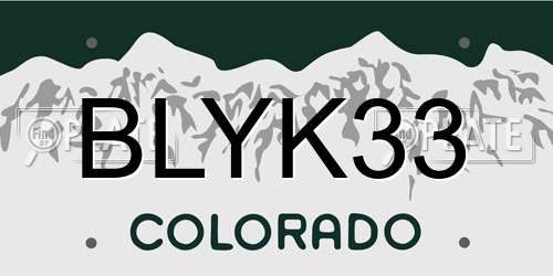 BLYK33 Colorado License Plate