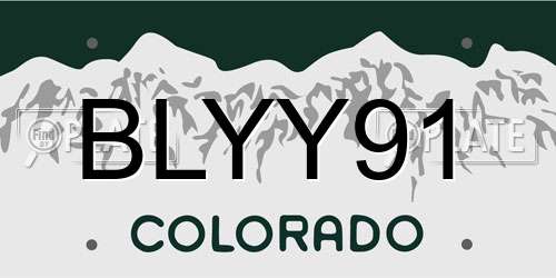 BLYY91 Colorado License Plate