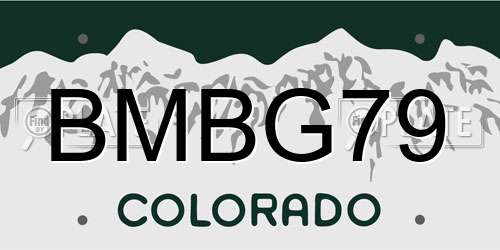 BMBG79 Colorado License Plate
