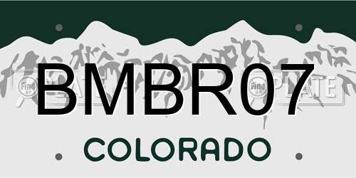 BMBR07 Colorado License Plate