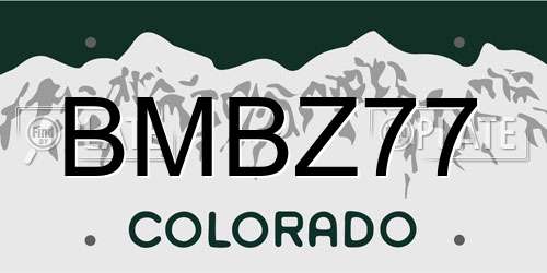 BMBZ77 Colorado License Plate