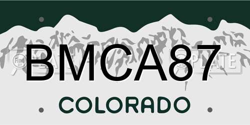 BMCA87 Colorado License Plate