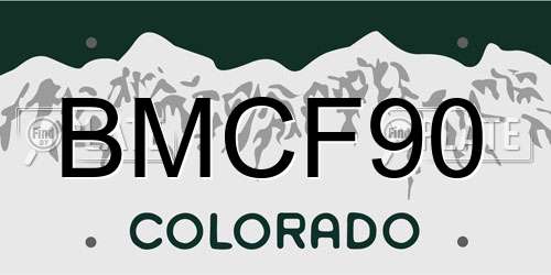 BMCF90 Colorado License Plate