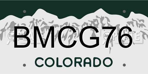 BMCG76 Colorado License Plate
