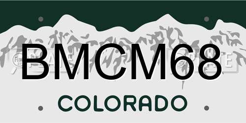 BMCM68 Colorado License Plate