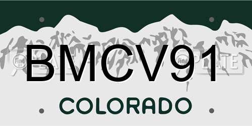 BMCV91 Colorado License Plate