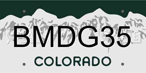 BMDG35 Colorado License Plate