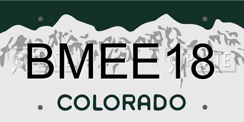 BMEE18 Colorado License Plate