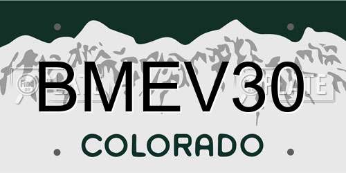 BMEV30 Colorado License Plate