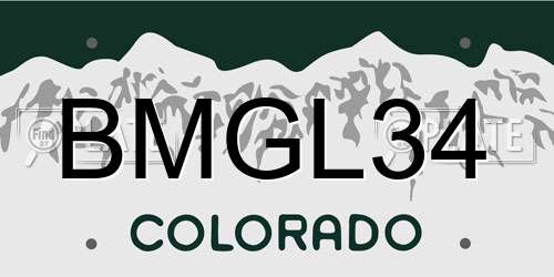 BMGL34 Colorado License Plate