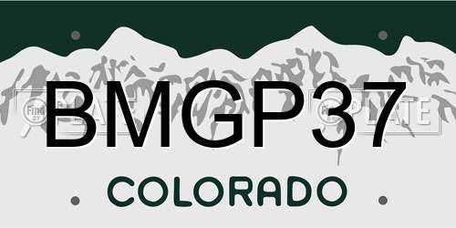 BMGP37 Colorado License Plate