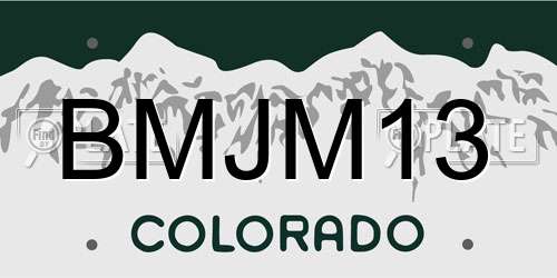 BMJM13 Colorado License Plate