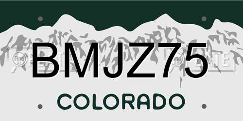 BMJZ75 Colorado License Plate