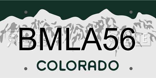 BMLA56 Colorado License Plate