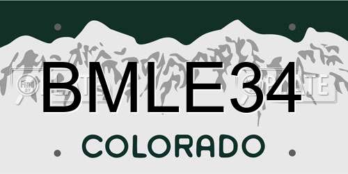 BMLE34 Colorado License Plate