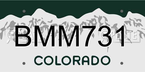 BMM731 Colorado License Plate