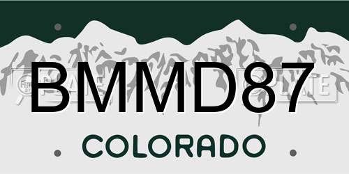 BMMD87 Colorado License Plate