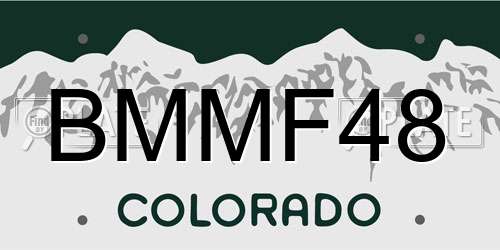 BMMF48 Colorado License Plate