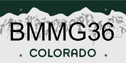 BMMG36 Colorado License Plate