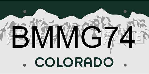 BMMG74 Colorado License Plate