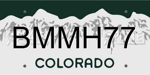 BMMH77 Colorado License Plate