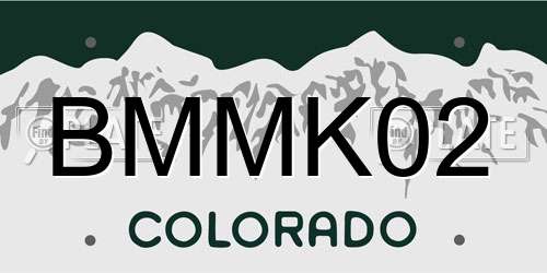 BMMK02 Colorado License Plate