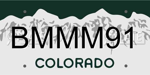 BMMM91 Colorado License Plate