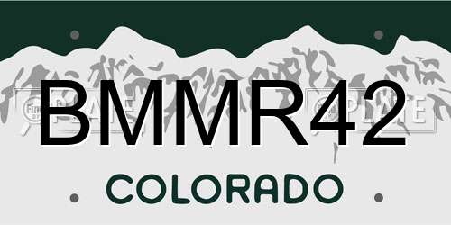 BMMR42 Colorado License Plate