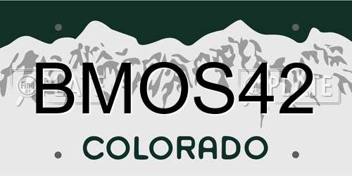 BMOS42 Colorado License Plate