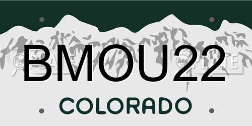 BMOU22 Colorado License Plate