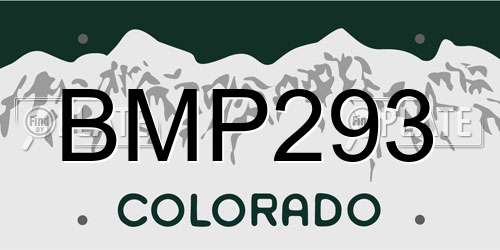 BMP293 Colorado License Plate