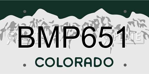 BMP651 Colorado License Plate