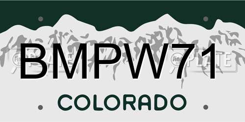 BMPW71 Colorado License Plate