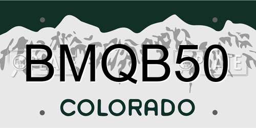BMQB50 Colorado License Plate