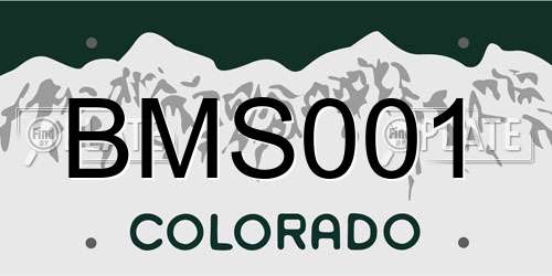 BMS001 Colorado License Plate