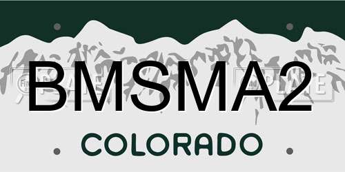 BMSMA2 Colorado License Plate